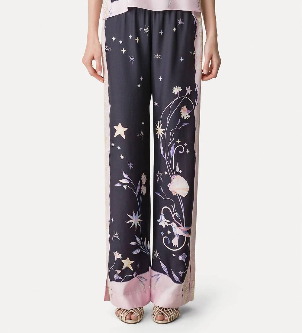 NEW FORTE FORTE deliverance print twill stretch trousers in midnight